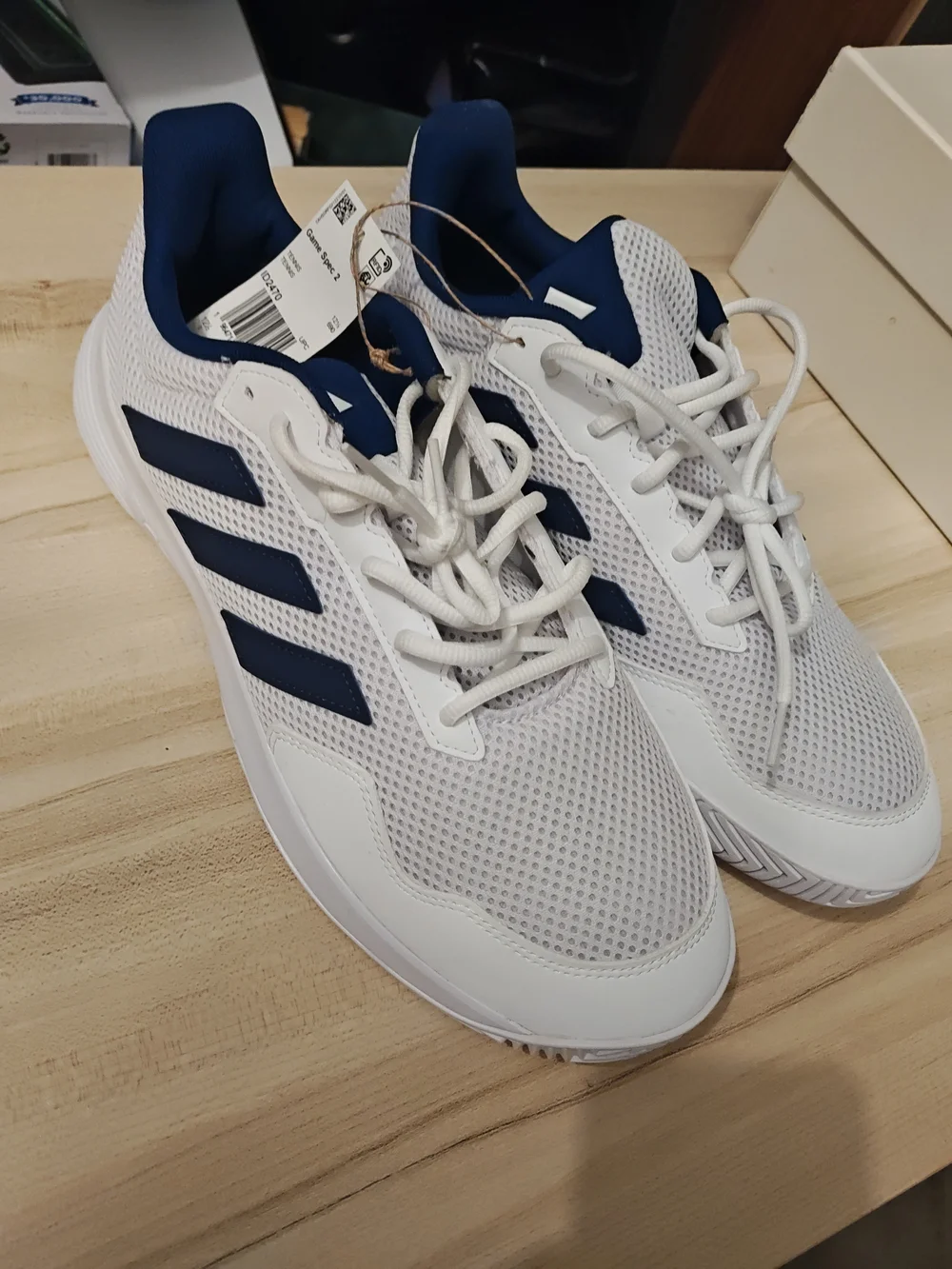 adidas White and Navy Low-Top Mesh Sneakers 13